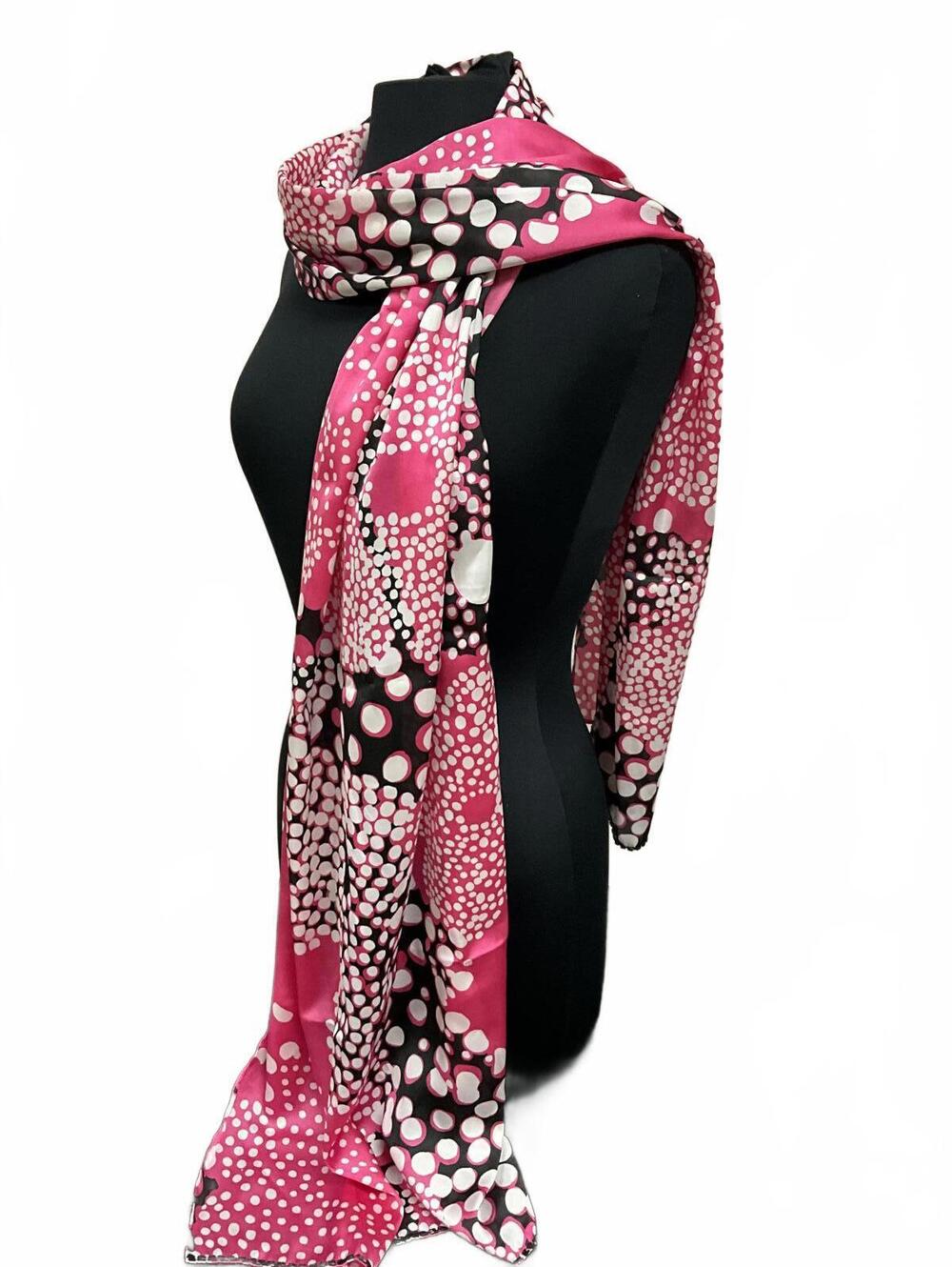 Pink Polka Dot Beaded Edge Scarf